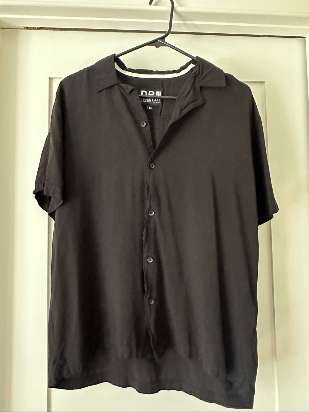 Essentials Black Short-Sleeve Button-Down Shirt